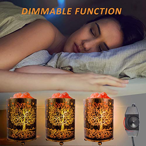 Salt Lamps Night Light, Himalayan Salt Rock Lamp With Dimmer Switch, Tree Of Life Salt Basket Lamp, Retro Decor Salt Crystal Desk Light With 15W Replacement Bulbs #TOP3