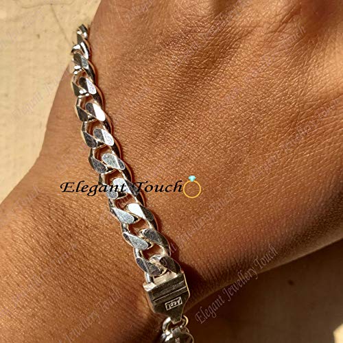 Elegant Touch 925 Sterling Silver Oval Turquoise Salman Khan Style Astrological Bracelet 14K White Gold Plated (9 Inch) #TOP4