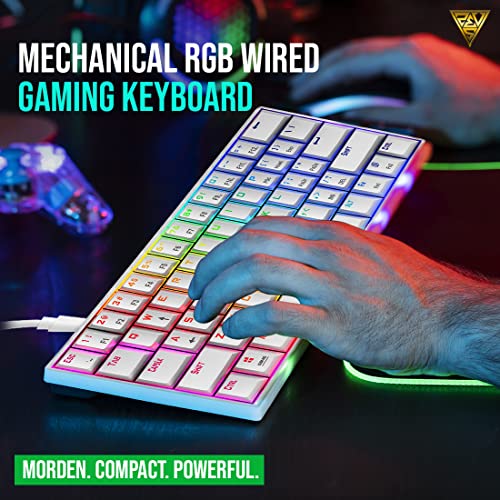 GAMDIAS Teclado Mecânico 60% Compacto Hermes E3 Branco RGB Switch Vermelho ANSI HERMES E3 RGB(US/RED