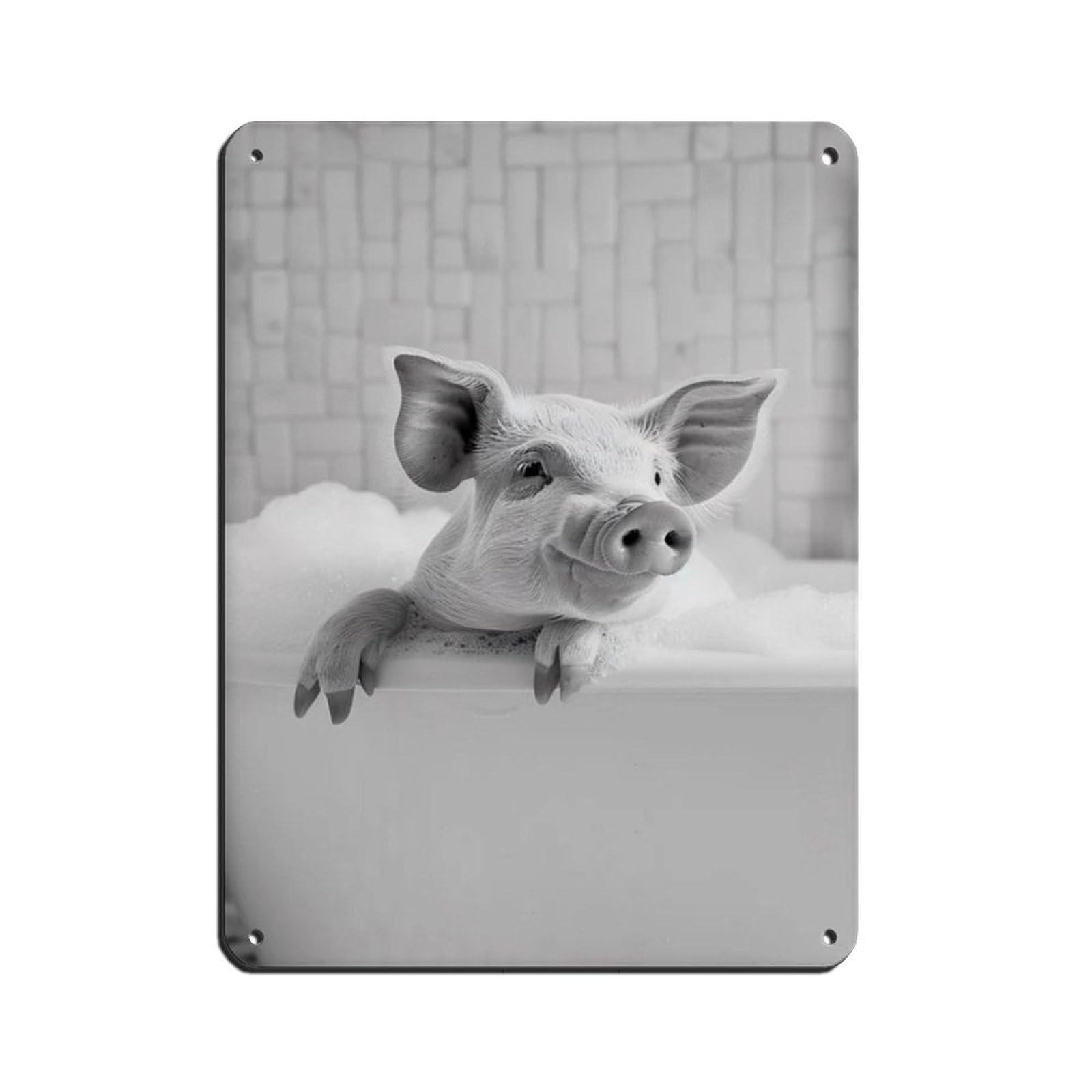 Pig in The Bathtub, Funny Animal Poster (3) Retro Poster Metal Tin Sign Chic Art Retro Iron Painting Bar People Cave Cafe Family Garage Poster Wall Decoration 12x16inch(30x40cm)