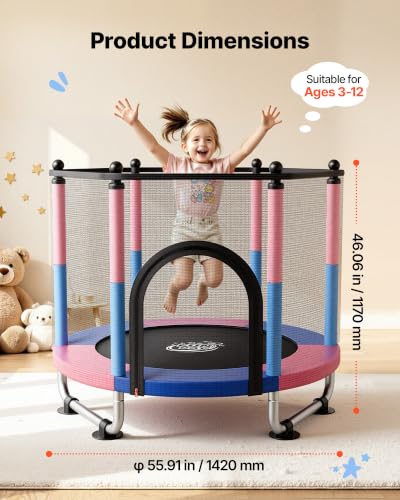 Image of VEVOR 3FT Trampoline 36 inch Trampolines Indoor /Outdoor Trampoline for Toddlers, Foldable Mini Baby Jump Toy with Foam Handle, Recreational Trampolines Birthday Gift for 3+ Years Kids