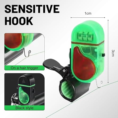 Fishing Bite Alarm with LED Light, 2025 New Smart Fish Bite Alarm Sound Bite Alert Bell with LED Lights, Upgrade Electronic Fishing Alarms Bite Alarms for Fishing Poles Multipack (2)