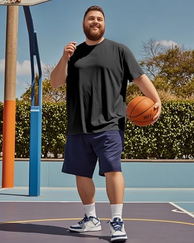 Taiyin 3 Pack Men's Big and Tall Shirts 3xl-5xl Stretch Short Sleeve T-Shirt Tops Crew Neck4