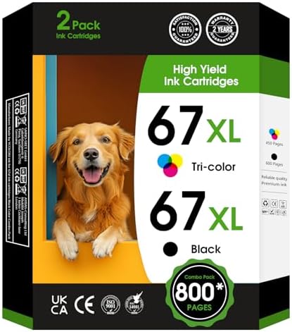 Compatible 67XL Ink Cartridge – Black & Tri-Color For HP DeskJet, Envy Printers