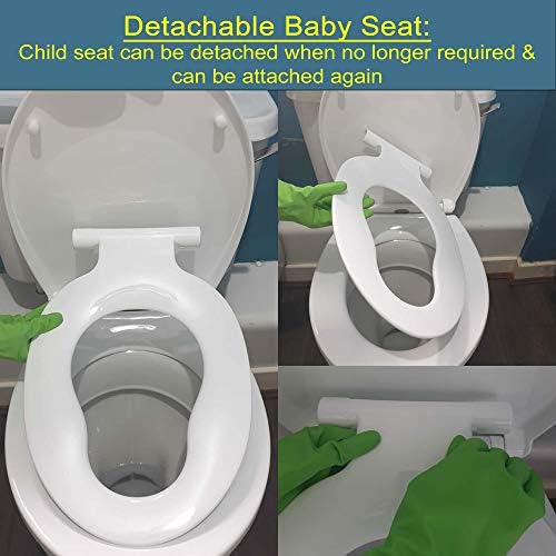 AAN® Family Toilet Seat with Removable Child Seat Slow-Close Quick-Release PP Material Easy Top and Bottom Fixing Size:460mmX370mm