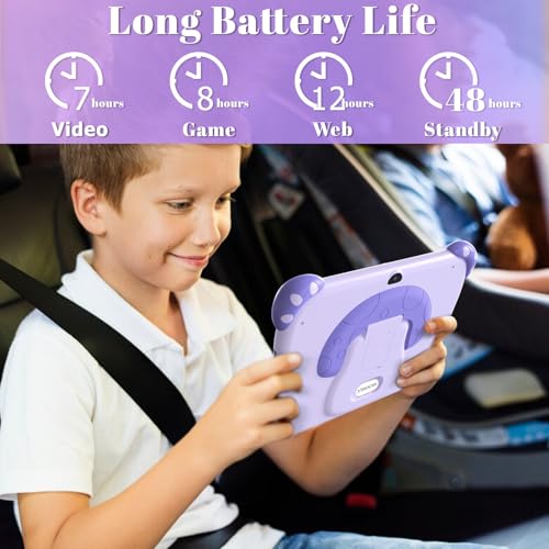 Image of YINOCHE Kids Tablet 7 inch Toddler Tablet for Kids WiFi Tablets 32G Android Dual Camera Parental Controls with Kids Offline App Pre-Installed YouTube Netflix (Purple)
