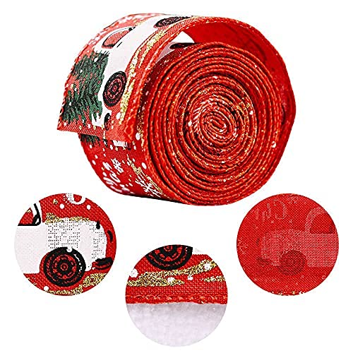 Trefc Fita de Natal com borda com fio 3 rolos de fita de juta para artesanato árvore de Natal e cami