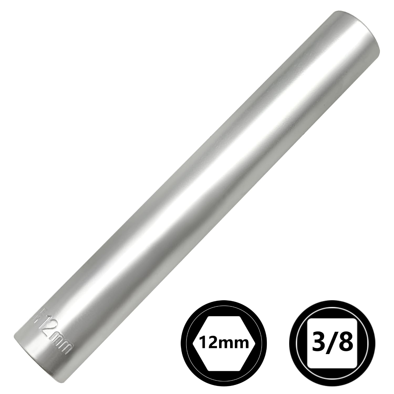 ZKTOOL 7 szt. zestaw nasadek udarowych 3/8 cala, 8 mm, 10 mm, 12 mm, 13 mm, 14 mm, gniazdo sześciokątne, bardzo długie, głębokie 120 mm, z adapterami 1/5.1 cm i 3/20.3 cm