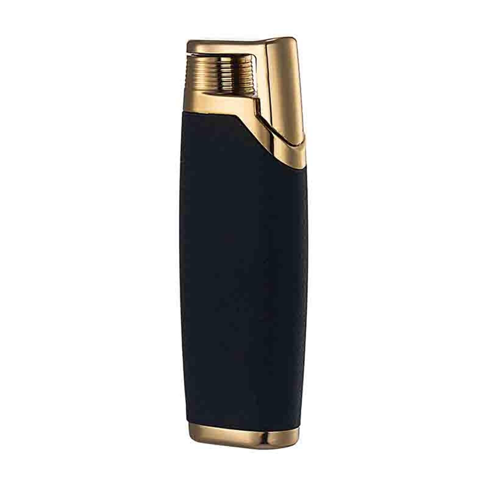OGQBEAPC Windproof Straight Blue Flame Torch Lighter, Broad Refillable Zinc Alloy Slim Pocket Butane Lighter Adjustable Flame for Camping Gift(D)