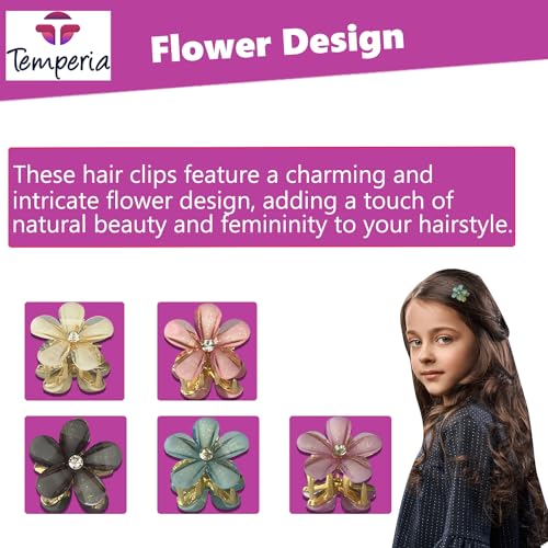 Image of TEMPERIA (10 pcs) Hair Clips for Girls Women & Kids - Clutcher Clutches Claw Clip Accessories - Small, Stylish and Fashionable (Multicolour) (DN01)
