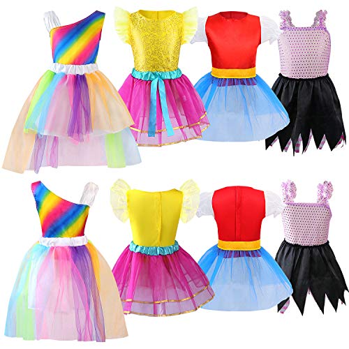 Girls Dress up Trunk Princess Set, Jeowoqao 24 PCS Pretend Play Costume Set, Fairytale, Supergirl, Princess, Rainbow Unicorn Costume for Toddler/Little Girls Ages 3-5yrs