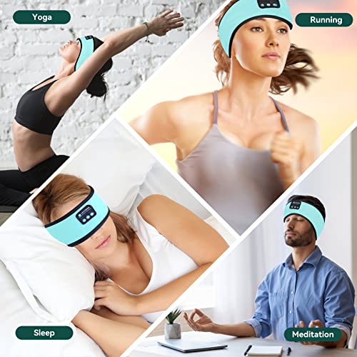 Schlafkopfhörer Bluetooth Sport Stirnband, Schlaf Kopfhörer Schlafmaske Drahtlose Musik Schlaf Kopfhörer Bluetooth Kopfhörer mit ultradünnen HD Stereo für Schlafen Joggen Yoga Meditation (Blau) - Image 8