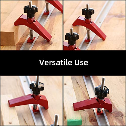 HONGDUI YB07X Schnell wirkende Halteklammer, Aluminiumlegierung, T-Schlitz, T-Schiene, Klemm-Set, Holzbearbeitungswerkzeug für Holzbearbeitungstisch