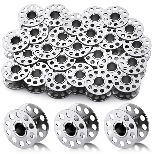 LOKUNN 25 Pcs Metal Bobbins, Metal Sewing Machine Bobbins Metal