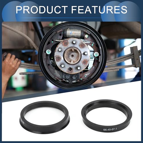 INFINAUTO Pierścienie centralne do piasty, średnica 57,1 mm średnica wewnętrzna 66,45 mm OD osłony kół samochodowych tworzywo ABS czarne, 4 szt