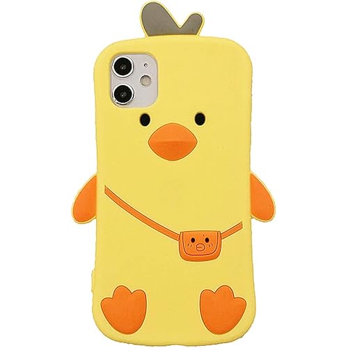 UnnFiko 3D Silicone Case Compatible with iPhone 7 Plus / 8 Plus, Cute Cartoon Creative Soft Rubber Bumper Cover Cool Fun Protective Case (Duck Yellow, iPhone 7 Plus / 8 Plus)