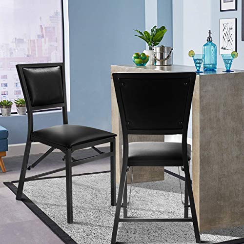 Giantex Folding Chairs, With Padded Seats, Sturdy Metal Frame, Floor Protectors, Space Saving Design, Foldable Dining Desk Chairs For Small Apartment, Extra Guests, Black #TOP7
