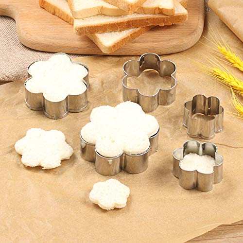 20pcs Cookie Cutter set, Mickey & Heart & Flower & Round Shapes Cookie Cutters Molds for Biscuits, Cakes, Vegetable and Sandwiches, 0.4mm Thickness & 2.5cm in height Stainless Steel Baking Tools