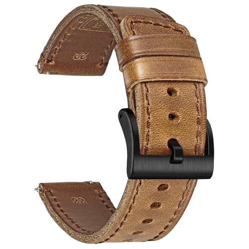 Compatible with Carbinox X-Ranger Bands, 22mm Horween Leather Strap for Carbinox Edge/Blaze Round/Blaze S/X-Ranger/Vortex/Vesta/Blaze Square, Suunto 9 Peak Pro/5 Peak/Race/Vertical, Ama@zfit T-Rex 3 Pro 48mm(not 44mm)