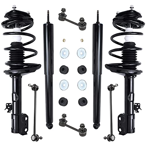 Detroit Axle - Awd Front Coil Spring Struts + Rear Shock Absorbers + Sway Bar Links Replacement For 2001-2005 Toyota Rav4-8Pc Set #TOP21