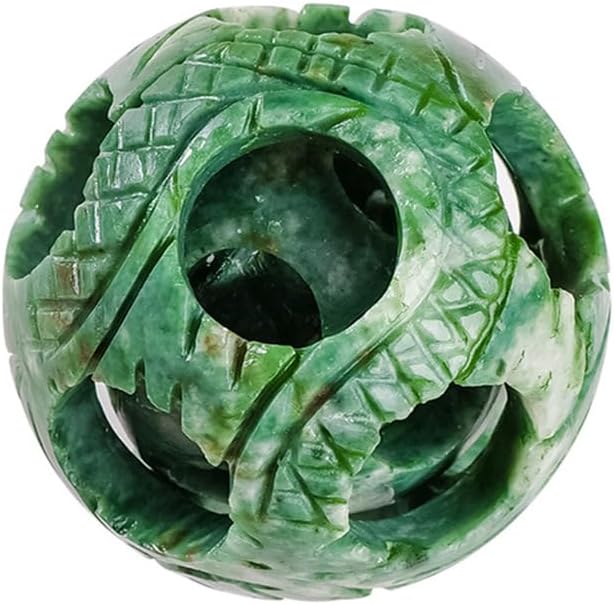 Home Decoration Stone Chinese ice Species Jadeite Hand-Carved Exquisite Magic Ball 3-Layer Hollowed-Out Ball Full of Texture