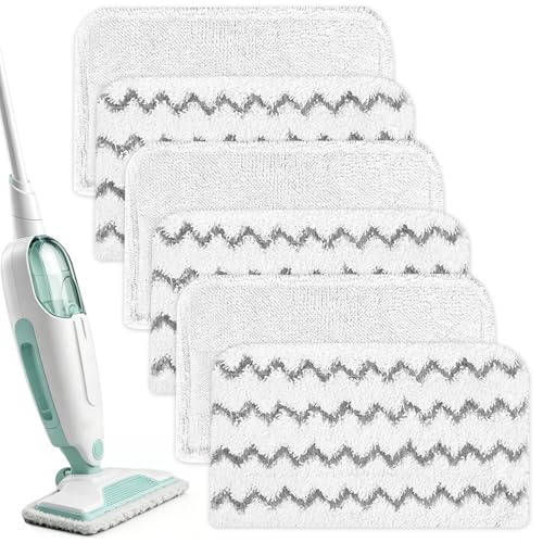 ZaejjaeY 6 Pack Steam Mop Replacement Pads Compatible with Shark Steam Mop S1000UK Washable Reusable Microfiber Mop Pads Highly Absorbent Floor Cleaning Pads