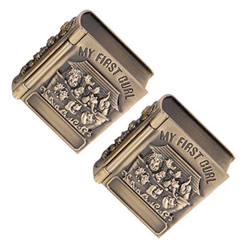 Toddmomy Baby Tooth Keepsake Box Metal Jewelry Box for Fetal Hair Baby Teeth Storage Book Shape for Boys and Girls for Christmas Birthdays