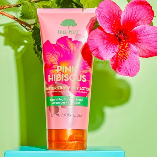 Image of Tree Hut Pink Hibiscus Moisturizing Body Lotion, Ceramide and Squalene Formula Helps Protect Skin, Long-lasting Hydration Leaves Skin Feeling Soft & Moisturized, 8.5 fl oz. (Pack of 2)