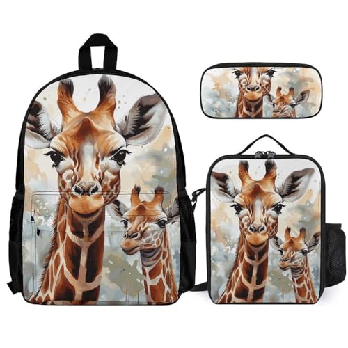 Sac à dos aquarelle cerf girafe sac de voyage et sac à dos décontracté blanc