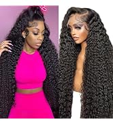 JTMMP 13x6 Deep Wave Lace Front Wigs Human Hair for Women 200% Density Deep Curly Human Hair Wig ...