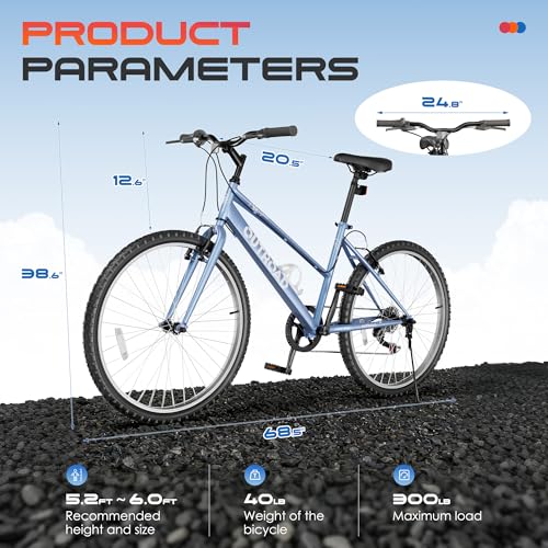 26 inch 7-Speed Commuter Bicycle,Men’s Cruiser Bike/Mountain