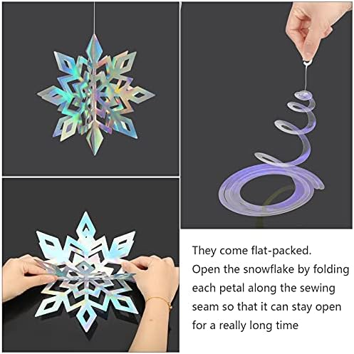 LAMEK 15pcs 3D Snowflake Decoration 3D Snowflake Hanging Decorations with 6pcs Spiral for Winter Party Bedroom Ceiling Decoration Window Door Holiday Ornament Festivals
