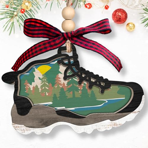 Christmas Ornament Hiking - Hiking Ornament, Hiking Christmas Ornament - Hiking Boot Ornament, Hiking Boot Christmas Ornament, Hiking Boots Ornament - Hiker Ornament - Wood Hiking Travel Ornament