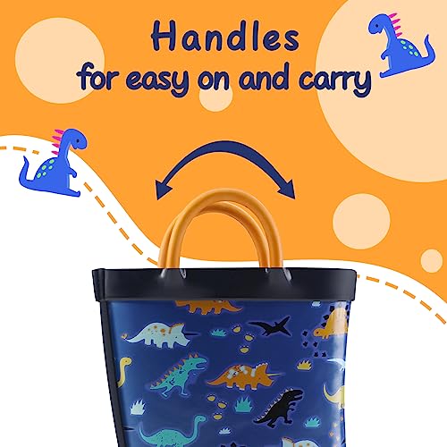 Image of mysoft Kids Rain Boots for Girls Boys Toddler Waterproof Rubber Cute Printed with Easy-On Handles