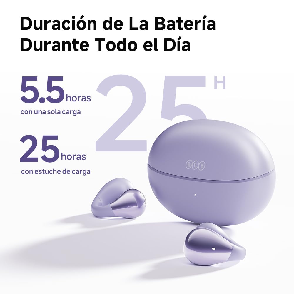QCY Crossky C30 Auriculares Open-Ear, Bluetooth 5.4 Auriculares Clip Inalámbricos, Ajuste Seguro, Sonido Espacial, Llamadas Nítidas, Conexión Dual, IPX5 Impermeable