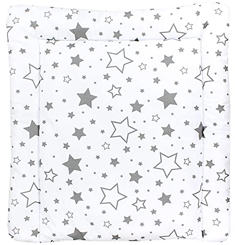 TupTam Baby Wickeltischauflage mit Baumwollbezug Gemustert, Farbe: Graue Galaxie, Größe: 75 x 85 cm