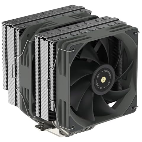 COOLLEO P60T Performance Edition CPU Air Cooler¡ê?Dual-Tower 275w TDP, 6mm x 6 Nickel-Plated Copper Heat Pipes¡ê? with T28 Performance FDB PWM CPU Fan,for AMD AM4/AM5/Intel LGA 1700/115X/1200 Cover