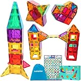 SUPA STEM Magnetic Tiles Set - Magnetic Building Blocks For Kids With Poster, Dry-Wipe Tiles & Stora