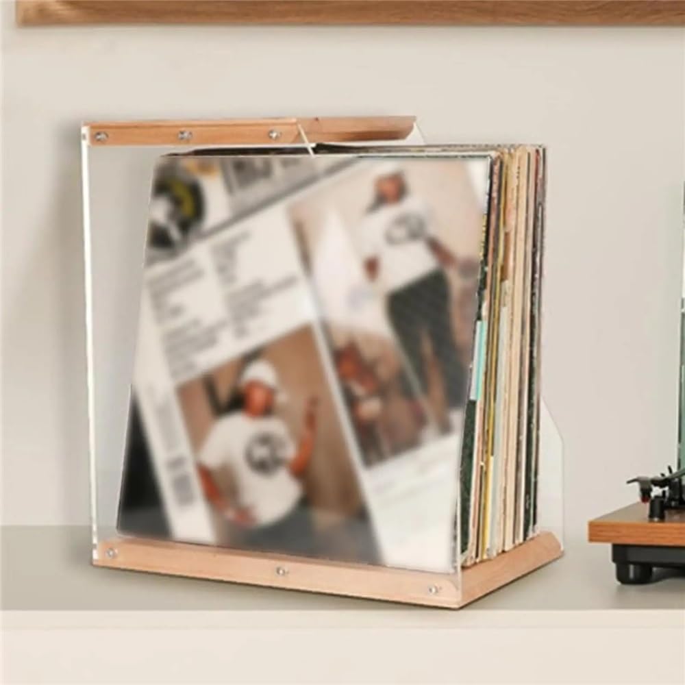 Custodia per CD Portadischi da tavolo Cassetta for dischi LP Scaffale for for libri Album Riviste CD con immagini Portadischi