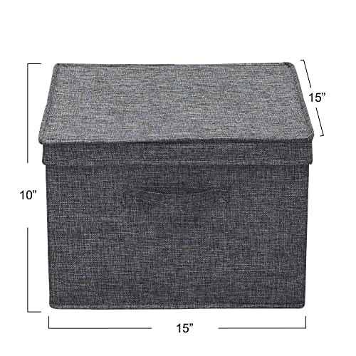 Household Essentials Square Fabric Storage Bins With Lids, Graphite, Set Of 2 #TOP2