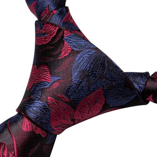 Image of Dubulle Mens Paisley Striped Tie Woven Necktie for Men and Handkerchief Cufflinks Set Wedding Formal Business