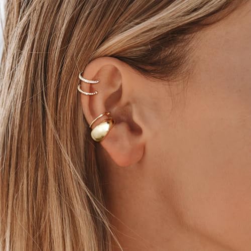 Image of Ear Cuffs Non Piercing 14K Gold Plated Ear Cuff Earrings for Women Trendy Clip on Cartilage Earring Stacks Non Pierced Adjustable Fake Earrings Set Jewelry Christmas Gift 2026 Stocking Stuffers