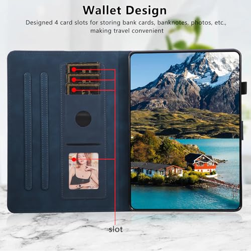 Vaitasy Case for iPad 9.7 6th/5th Generation 2018/2017 Case with Multi-Angle Viewing Stand Function and Card Holder PU Leather Folio Cover for iPad Air 2 Air 1 Business Blue by Vaitasy - Image 2