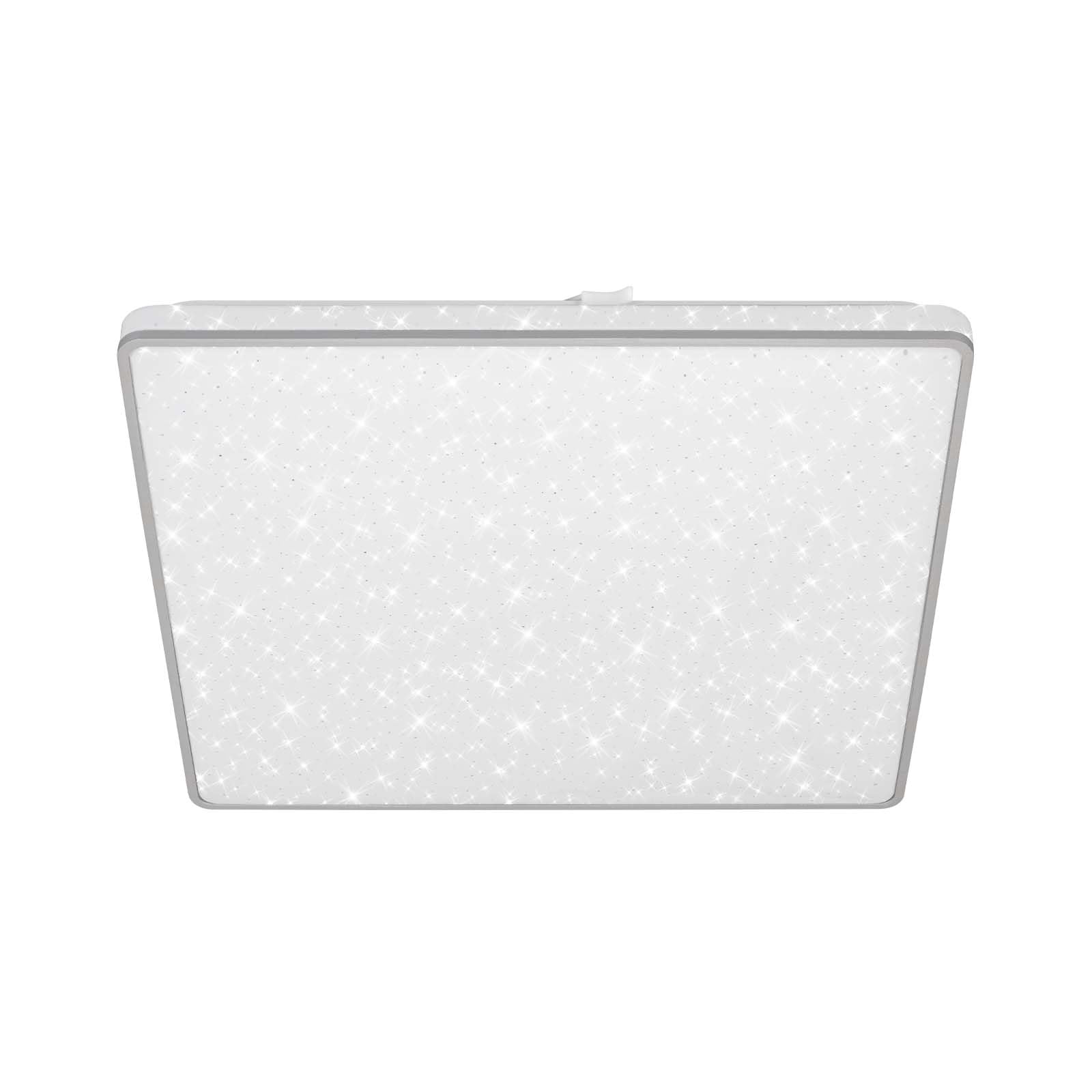BRILONER Leuchten - LED Ceiling Light with Starry Sky, LED Ceiling Light Star Decor, Backlight Effect, Flat, Neutral White Light, 370 x 370 x 50 mm, Matte Chrome