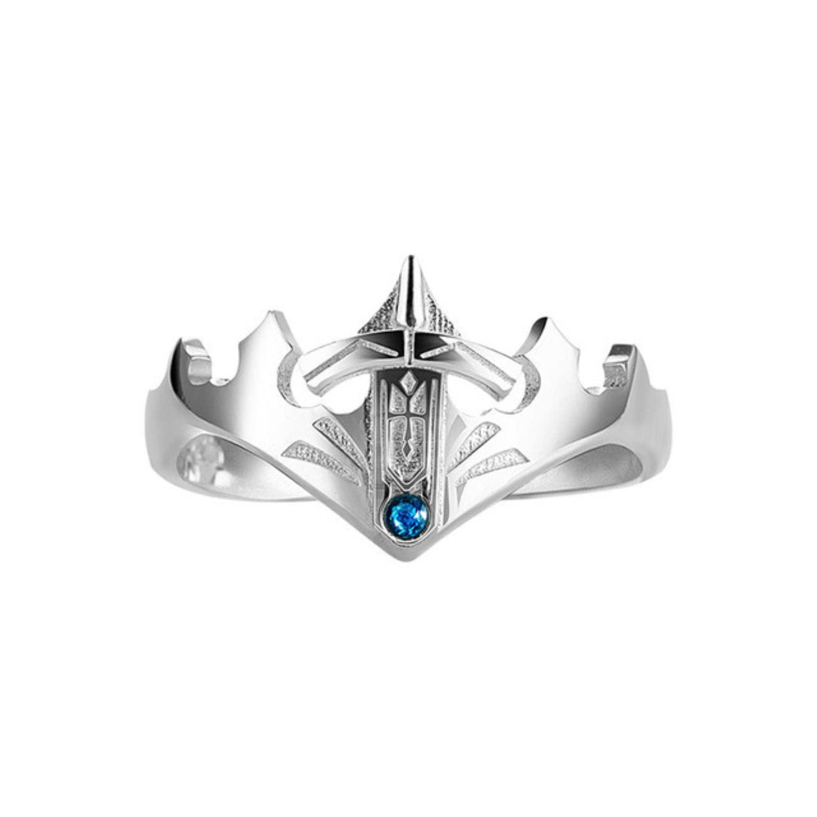 XJruixi Anime Fate Stay Night Ring Saber Altria Pendragon Cosplay Unisex Adjustable Blue Diamond Sword Rings Accessories Jewelry Gift