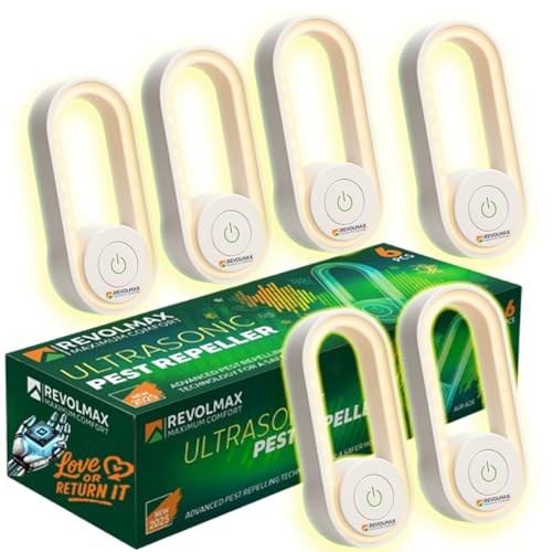 A28, Ultrasonic Pest Control Repeller - Electronic & Ultrasound, Indoor Plug-in Repellent - Get rid of - Rodents, Mice, Squirrels, Bats, Insects, Bed Bugs, Ants, Fleas, Spiders, Roaches (6Pack, White)