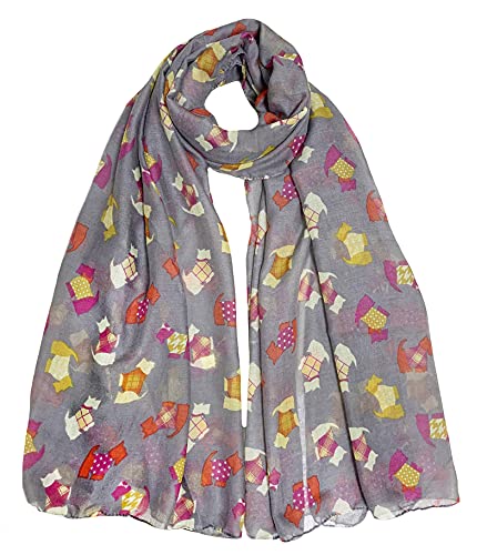 Scottish Terrier Scottie Print Women's Scarf Shawl Wrap Lightweight2