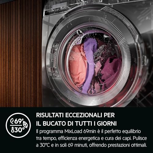 AEG Lavatrice Carica Frontale Serie 7000 ProSteam, 9 kg, LR7FD94, Vapore Refresh, Tecnologia PreciseWash, Cesto Care Drum, Classe Energetica A, Motore Inverter, 1351 giri/min, 847x596x572 mm - Immagine 4