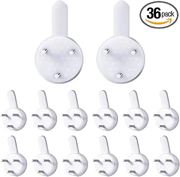 36 Pcs Plastic Non-Trace Wall Picture Hooks, White, S Size