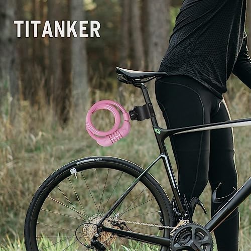 Titanker Bike Lock, Lock For Bike Locks With Combinations Resettable Bike Lock Cable 4 Feet With Mounting Bracket, 1/2 Inch Diameter #TOP7
